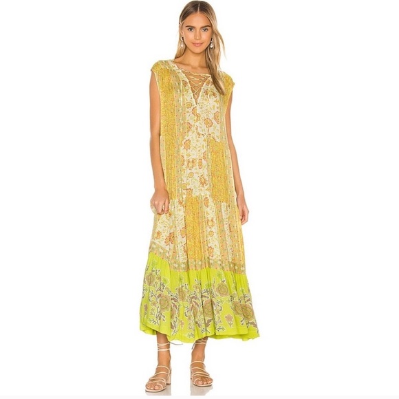 Free People Hanalei Bay Maxi Boho Lace Up Dress - Picture 4 of 10